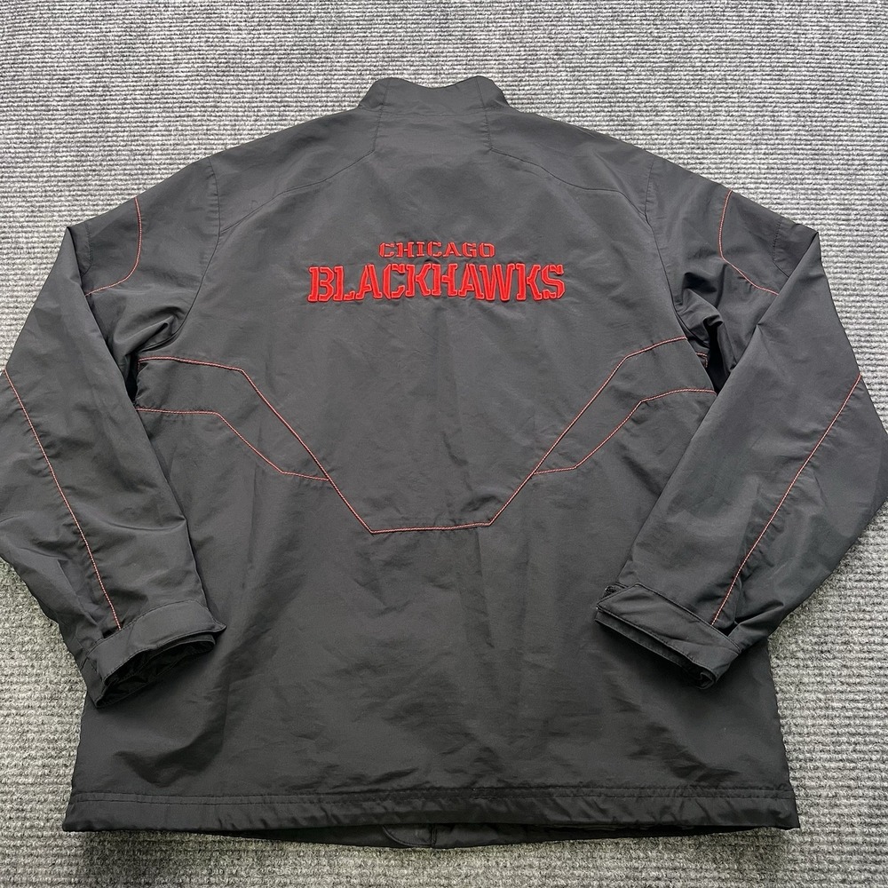 Chicago Blackhawks Windbreaker Jacket Men's Medium NHL Black Full Zip Indian Y2K - Picture 5 of 7